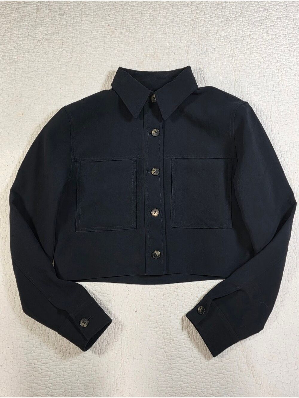 Aritzia Wilfred Black Little Cropped Jacket with Chest Pockets - Picture 6 of 16